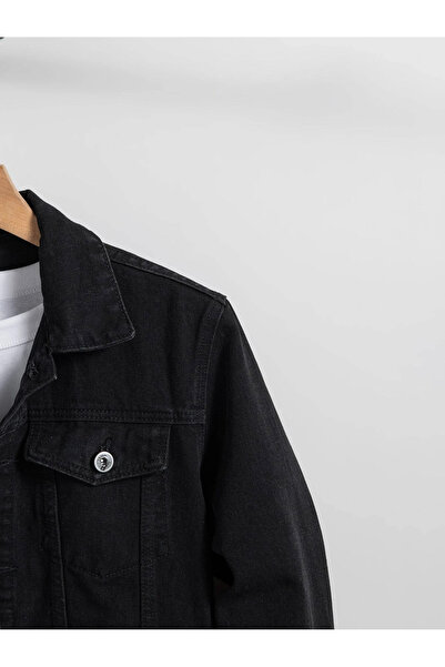 WKM Чоловіча джинсова куртка на ґудзиках зі стандартної форми з кишенями на джинсових ґудзиках