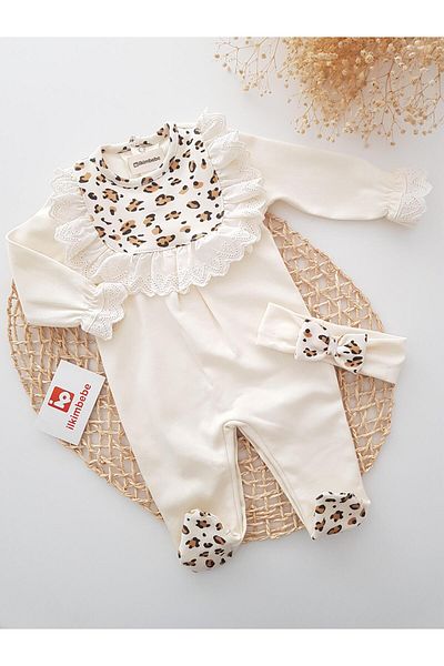 ilkimbebe Leopard Lace Collar Baby Romper