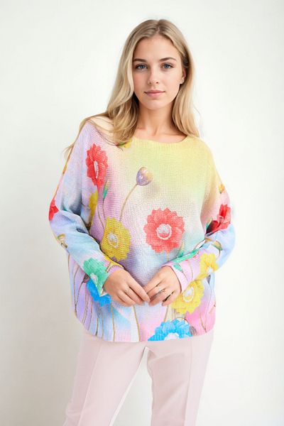 Vitrin Long Sleeve Floral Pattern Blouse