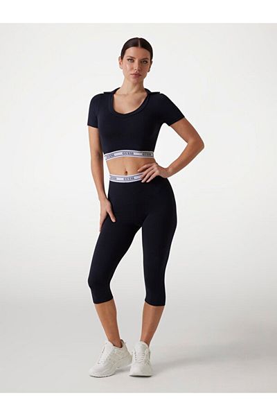 Guess Leggings Capri cu logo în talie