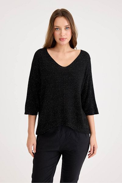 Vitrin Half Sleeve Glitter Knitwear Blouse