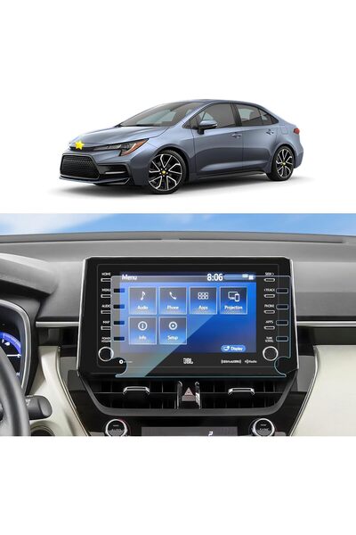Mobilite تويوتا كورولا 2019-2022 موديل 8 بوصة صوت متعدد الوسائط متوافق مع زجاج نانو وواقي شاشة