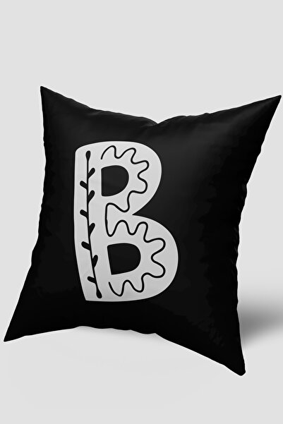 EsnafAli Ασπρόμαυρη Μαξιλαροθήκη με γράμμα B