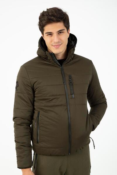 MARATON Regular Men's Hooded Khaki- Coat