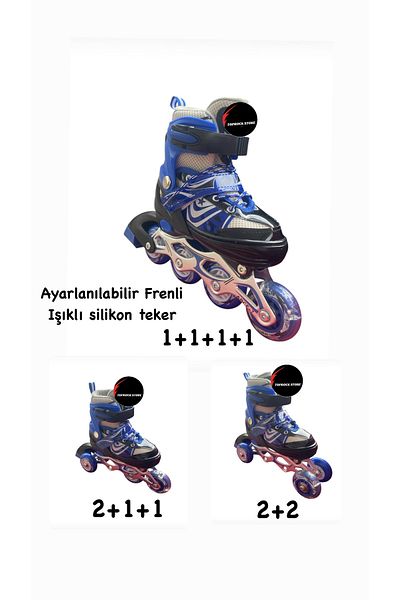 TOPROCKSTORE Lighted Children's Skates, Adjustable Practice Wheels, Silicone Wheels with Brakes, Metal Body Skates