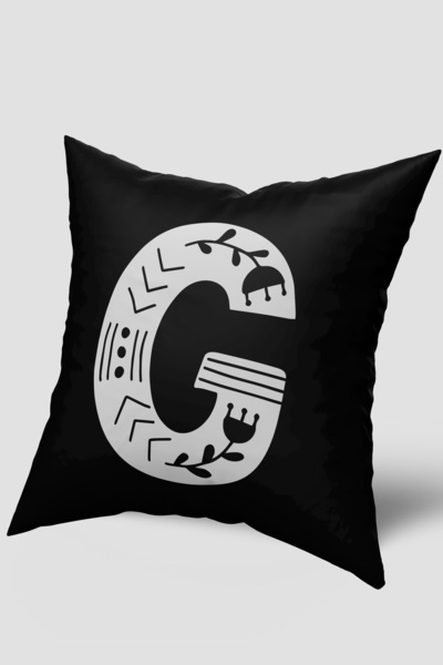 EsnafAli Husă de pernă cu literă G alb-negru