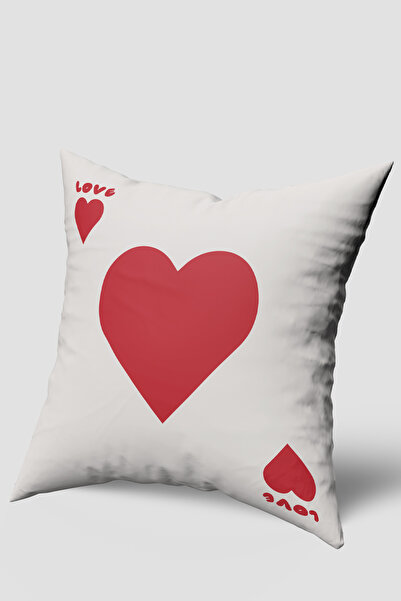 EsnafAli Κάλυμμα μαξιλαριού με μοτίβο καρδιάς σε λευκό κόκκινο