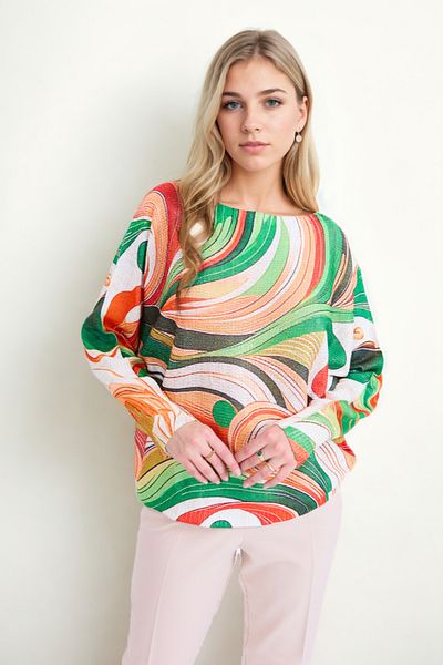 Vitrin Patterned Loose Knitwear Blouse