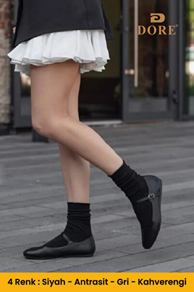 Dore Original Women's 4 Pairs Premium Cotton Corded Casual Comfort Model Diabetic Elasticless Socket Socks