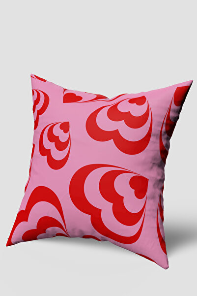 EsnafAli Husă de pernă cu model de inimă roșie și roz
