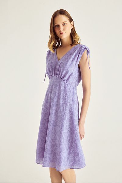 Naramaxx Midi Length Dress with Shirred Shoulder Detail