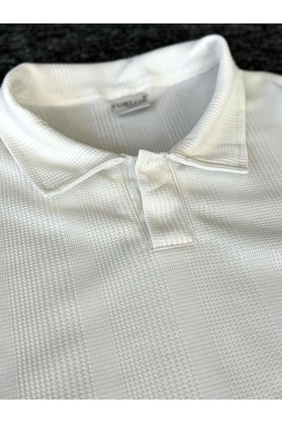 Altamira Men's White Honeycomb Polo Neck T-Shirt Shorts Set