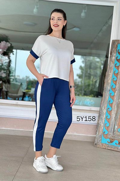 İnce Topuk Crystal Fabric Stripe Suit 5Y158