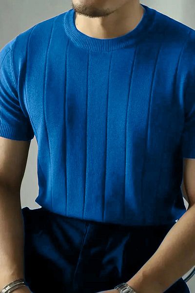 BİRBEYSTORE Tricou pentru bărbați din tricot cu decolteu