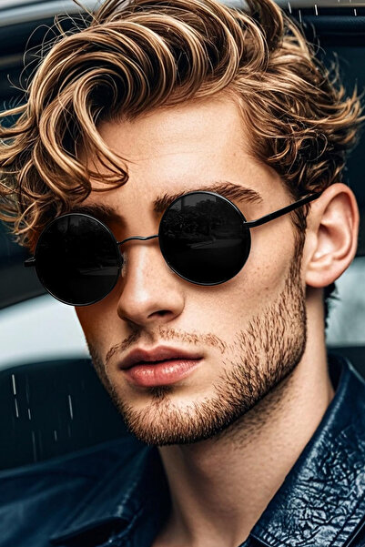 Polo55 Zeda Yuvarlak Model Metal Çerçeve Siyah Erkek Güneş Gözlüğü