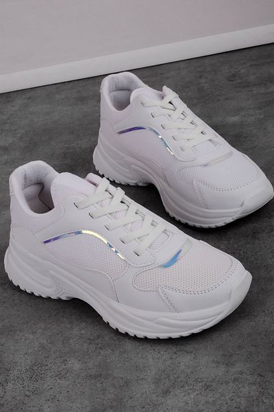 Lal Shoes & Bags Pantofi sport Asporas pentru femei cu detalii strălucitoare-alb