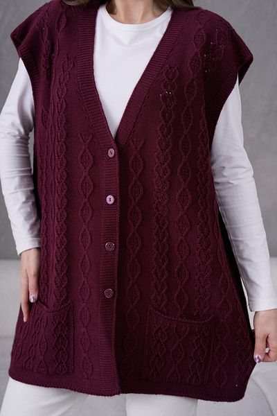 Lamierra Knitwear Large Size Wool Vest