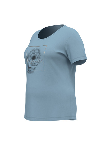 bilcee Blue Large Size Women's Printed T-Shirt 4062