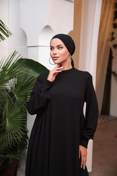 Nissra Ankanoor Μαύρο Πλεκτό Φόρεμα με Συσπειρωτήρα Anka258063