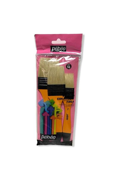 Pebeo Multi-Purpose Brush Set Set16 Synthetic Bristle Provided Suitable for Water Acrylic and Oil Painting Work
