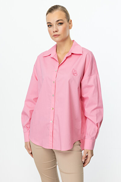 Ekol Kelebek İşlemeli Düğmeli Gömlek