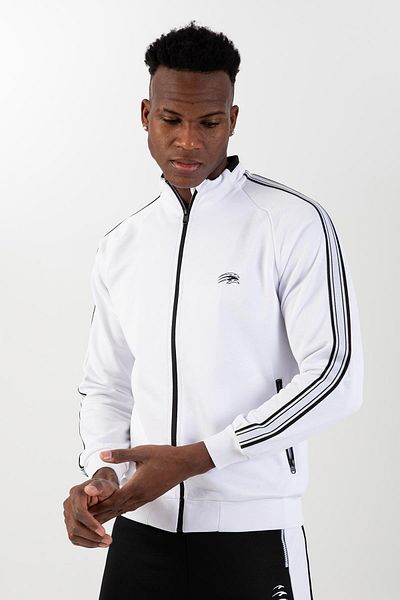MARATON Regular Men's Stand Collar Raglan Sleeve White Tracksuit Top 21758