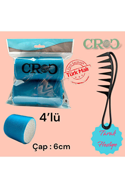 Croc 1208 Cırtlı Sünger Bigudi 4lü Çap 6cm - Yapışkanlı Saç Bigudisi