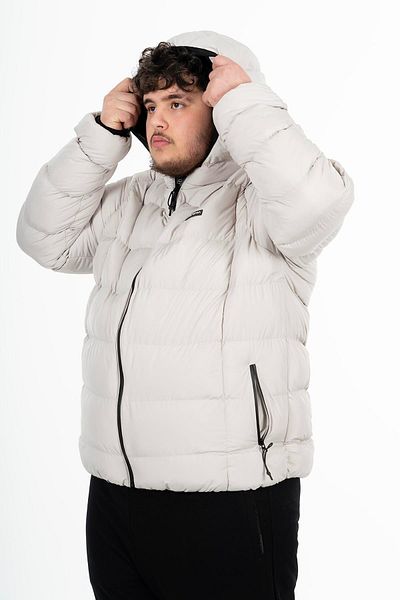 MARATON Plus Size Men's Hooded Long Sleeve Stone Color Coat 21391