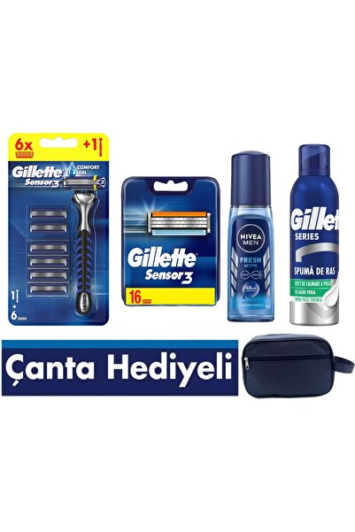 Gillette Sensor 3 Makine 22'li Yedek Tıraş Bıçağı , Tıraş Köpüğü , Erkek Deod...