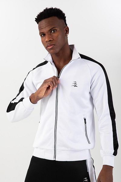 MARATON Regular Men's Stand Collar Raglan Sleeve White Tracksuit Top 21748