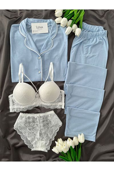 Lena Homewears Set de pijamale cu mânecă scurtă Lena cu lenjerie intimă și detaliu moale