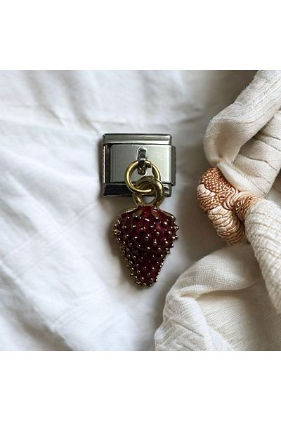 stainles steel Italian Strawberry Pattern Charm