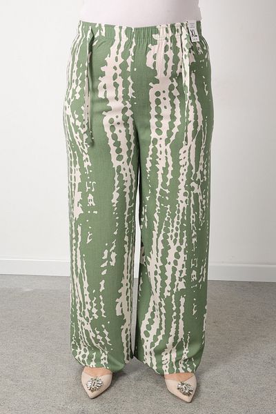 Linvey Kadomoda Women's Patterned Flowy Viscose Elastic Waist Palazzo Pants