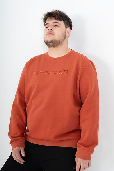 MARATON Plus Size Men's Crew Neck Sleeves Tile-Black Sweatshirt 22468