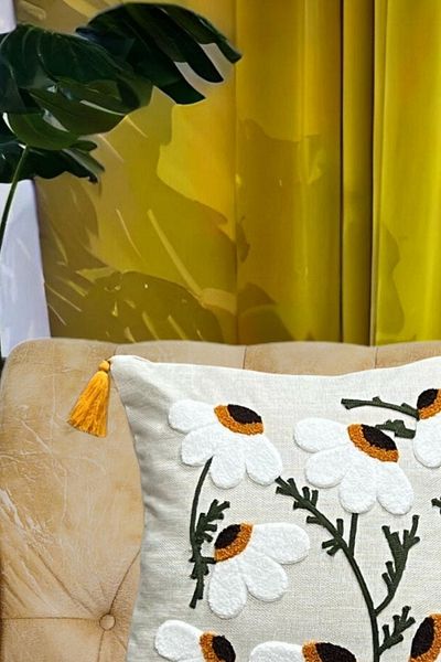 e-Bizz Store 1 Throw Pillow Cover with Punch Embroidery