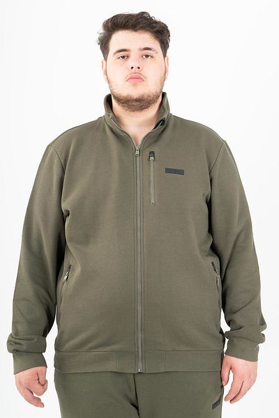 MARATON Plus Size Men's Stand Collar Long Sleeve Light Khaki Tracksuit Top 22341