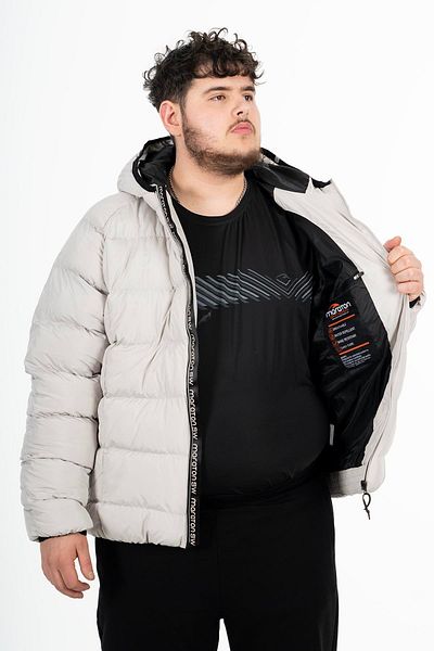 MARATON Plus Size Men's Hooded Long Sleeve Stone Color Coat 21391