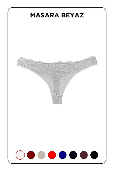 MİSTİRİK Masara Model Lace Soft Fabric String Thong White Color