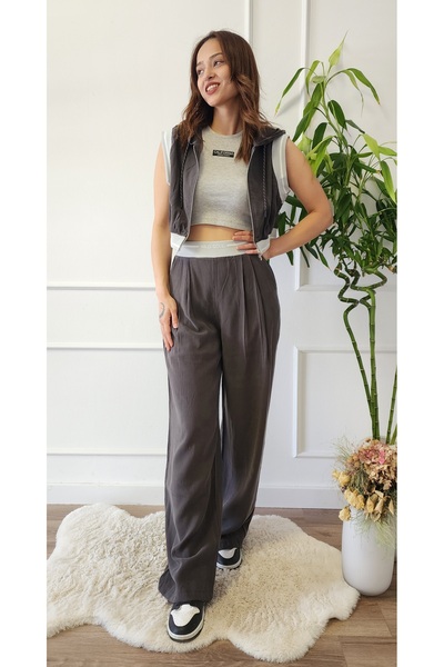 My Boutique بنطال بالازو بتفاصيل مضلعة