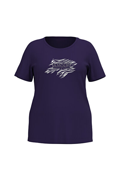 bilcee Жіноча синя футболка великого розміру з каменним принтом 4067