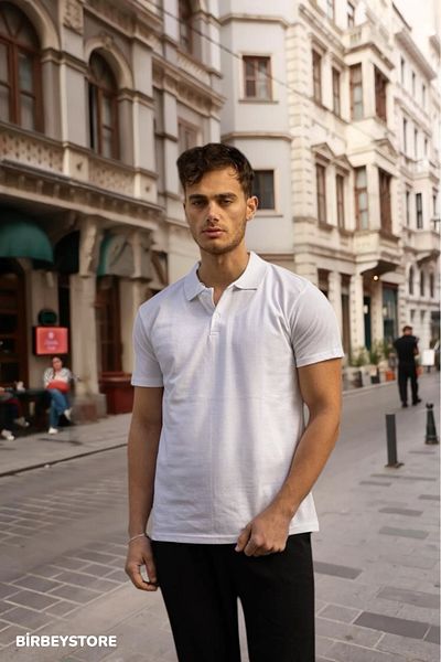 BİRBEYSTORE Μπλουζάκι Polo Neck Unisex Λεπτό ύφασμα