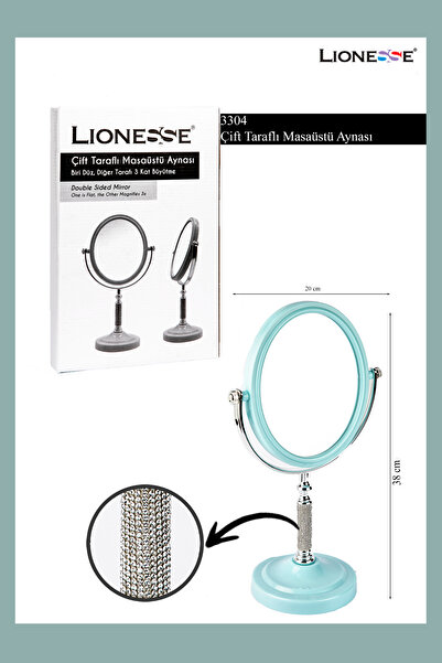 Lionesse Masaüstü Ayna 3304 - Çift Taraflı , 3 Kat Büyüteçli