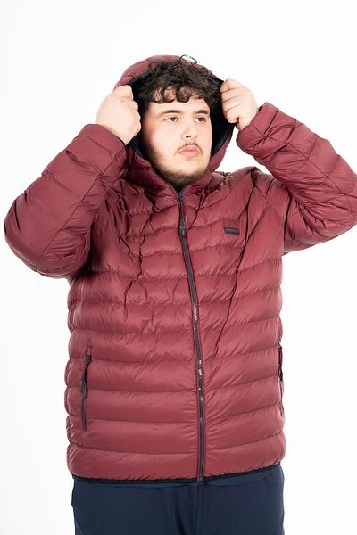MARATON Plus Size Men's Hooded Long Sleeve Claret Red Coat 21874