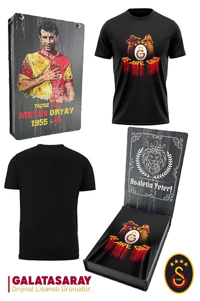 Galatasaray Γνήσιο We Are Gala T-Shirt Κείμενο με τυπωμένο ξύλινο κουτί δώρο