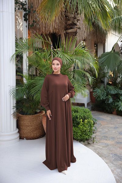 Nissra Ankanoor Bitter Brown Side Gathered Πλεκτό Φόρεμα Anka258063