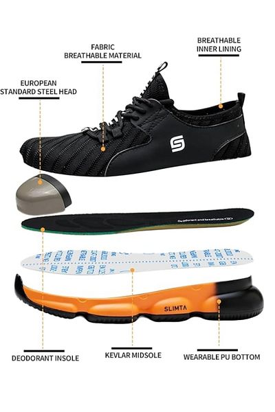 SLIMTA Safety Shoes for Men Women Steel Toe Boots Non-Slip Lightweight Breathable Sneakers