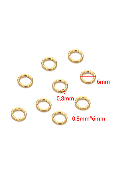 Semitree 0.8x6 100pcs Stainless Steel Real Gold Color Plating Jump Rings Spli...