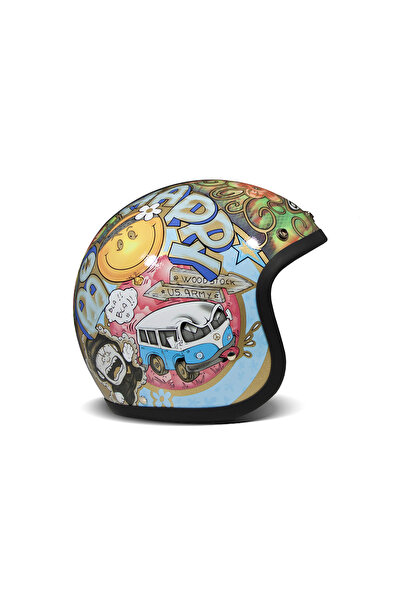 Dmd Jet Retro Woodstock Açık Motosiklet Kaskı