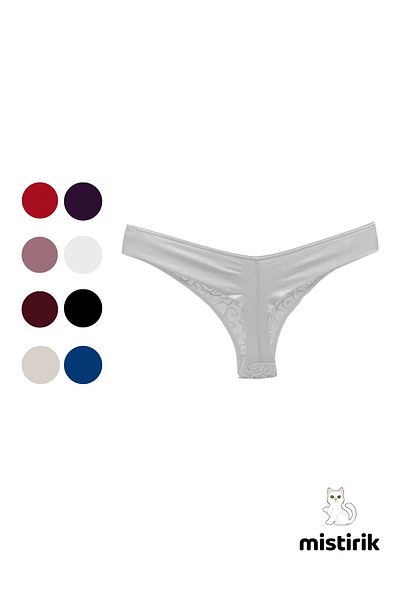 MİSTİRİK Masara Model Lace Soft Fabric String Thong White Color