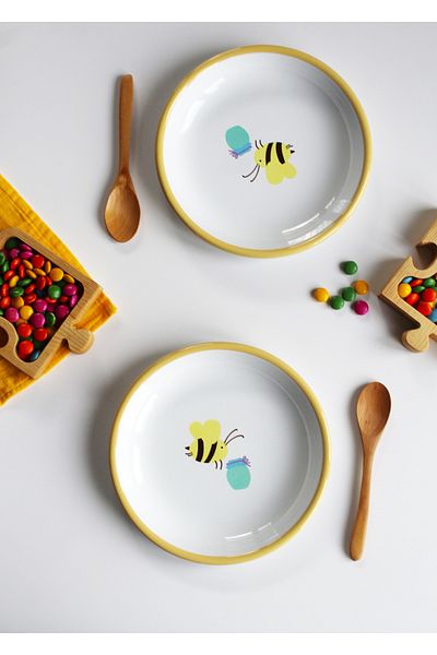 Elifle 18 cm Enamel Plate - Children's Dinner Plate, Serving Plate and Plate Dinner Children's Series
